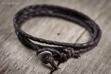 Copy of Mens Braided Leather Bolo Cord Bracelet - Dark Brown 4 Wrap