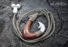 Bone & Koa Wood Maori Hook Pendant on Adjustable Necklace