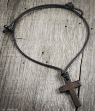 Cross Necklace for Men - Leather Cord w/ Horn Cross Pendant