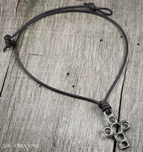 Leather Cord Cross Pendant Necklace for Men