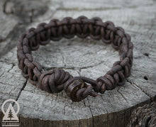 Mens Leather Bracelet - Dark Brown Knotted Leather Cuff