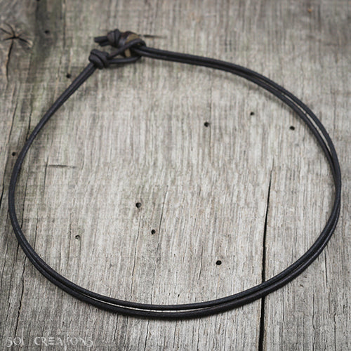 Mens Dark Brown Double Strand Plain Leather Necklace