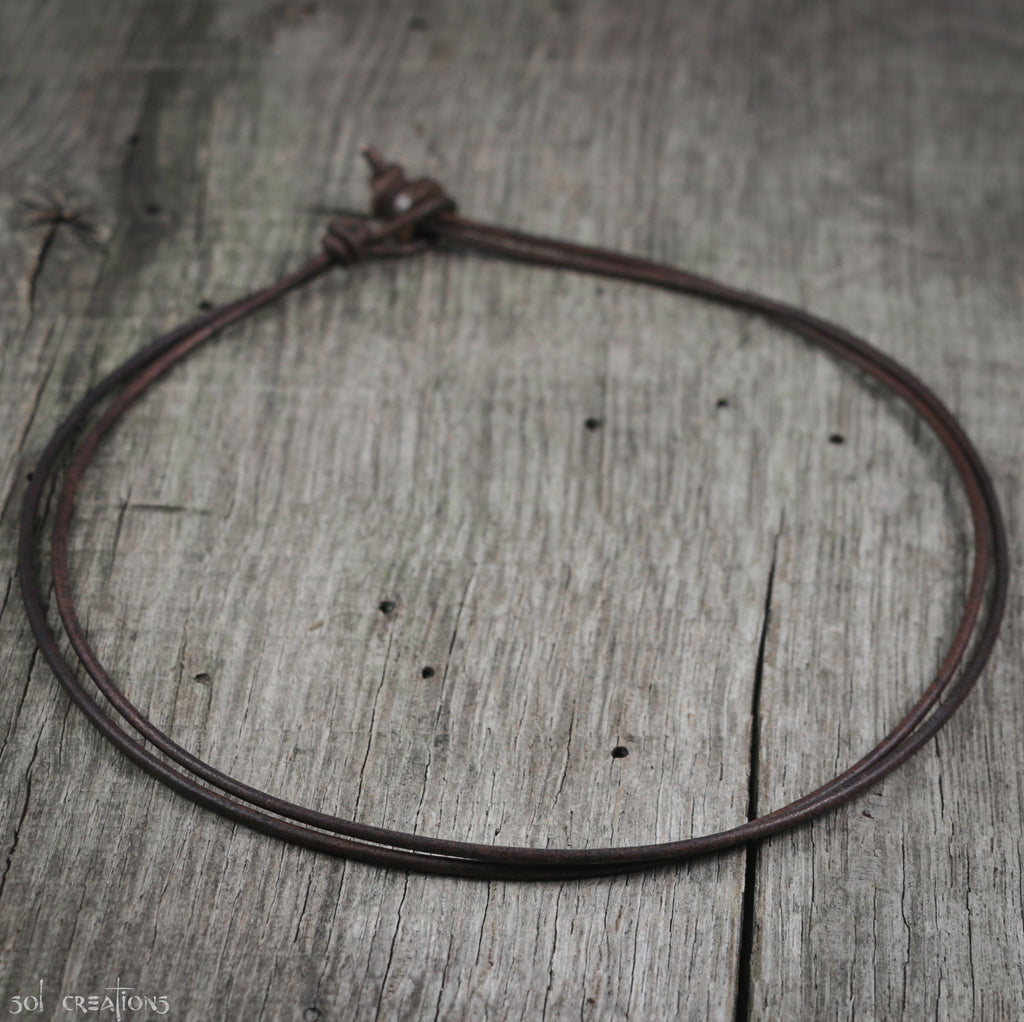 Long strand mens leather hotsell necklace