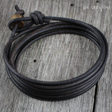 Mens Leather Bracelet - Dark Brown 6 Wrap