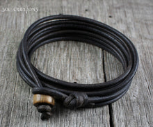 Mens Leather Bracelet - Dark Brown 8 Wrap