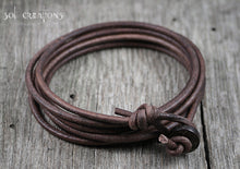 Mens Leather Bracelet - Antique Brown 8 Wrap