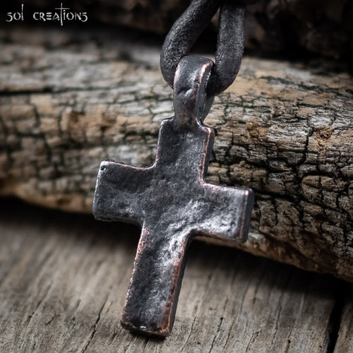 Leather Cord Cross Pendant Necklace for Men