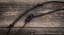 Double Black Ring Pendant Leather Cord Necklace for Men