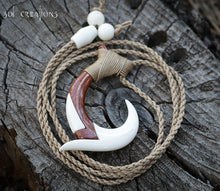 Koa Wood Maori Hook Pendant on Adjustable Necklace