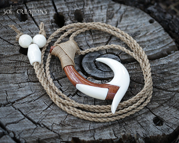 Koa Wood Maori Hook Pendant on Adjustable Necklace – Sol Creations