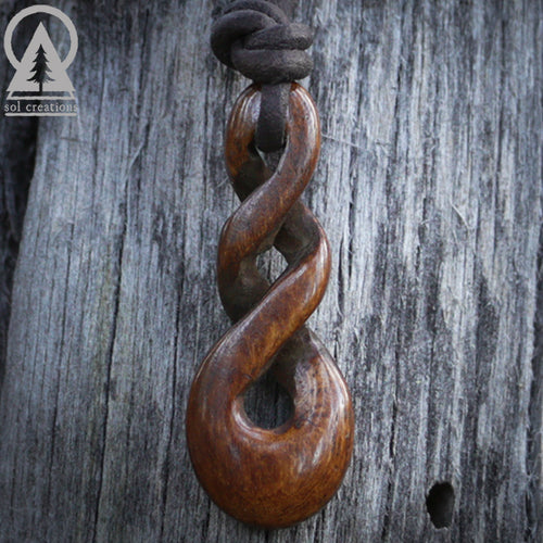 Bone Maori Twist Pendant Leather Cord Necklace