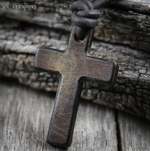 Sterling Grace Jewelry | Forged Cross Men's Necklace