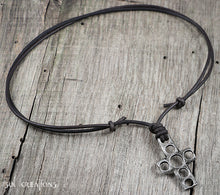 Mens Pewter Cross Leather Cord Necklace