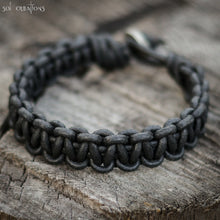 Mens Leather Bracelet - Black Knotted Leather Cuff