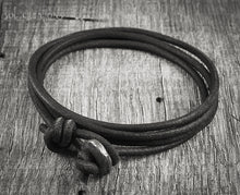 Mens Leather Bracelet - Black 4 Wrap