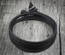 Mens Leather Bracelet - Black 6 Wrap