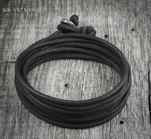 Mens Leather Bracelet - Black 8 Wrap