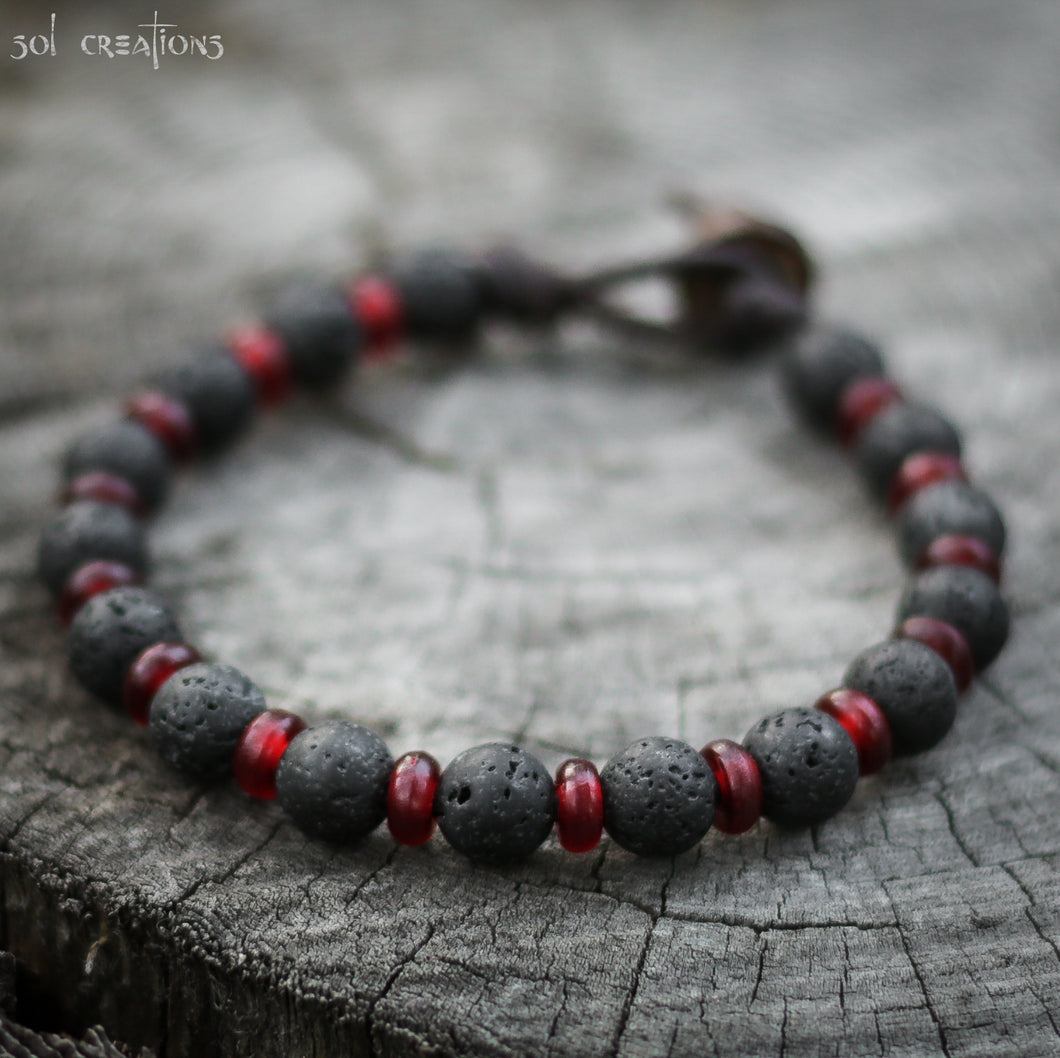 Black Lava Stone and Evil Eye Bracelet — Parthpooja