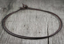 Mens Antique Brown Double Strand Plain Leather Necklace
