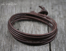 Mens Leather Bracelet - Antique Brown 6 Wrap