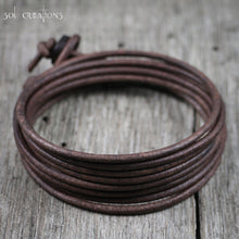 Mens Leather Bracelet - Antique Brown 8 Wrap