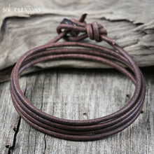 Mens Leather Bracelet - Antique Brown 4 Wrap