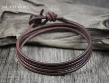Mens Leather Bracelet - Antique Brown 4 Wrap